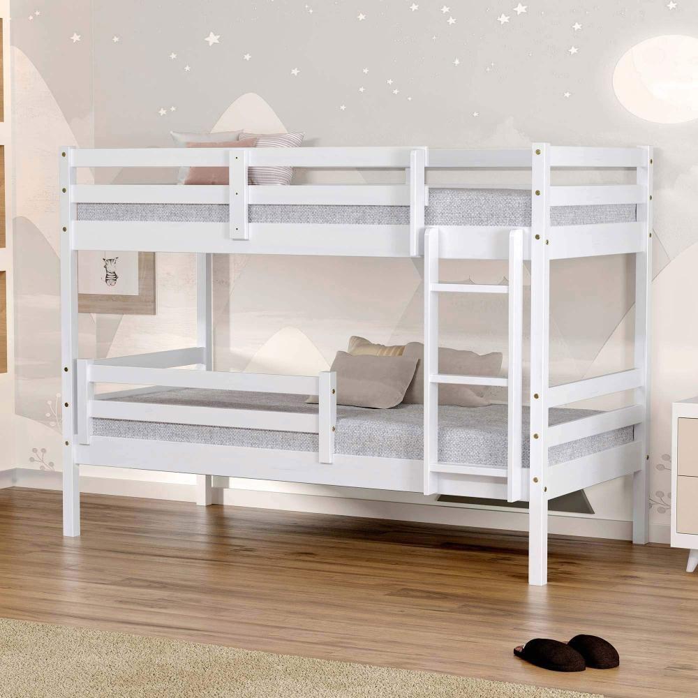 Beliche Infantil Eco Com Grade De Proteção Madeira Maciça Branco Mobilistore - 1