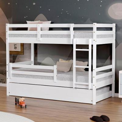 Treliche Infantil Eco Com Grade De Proteção Madeira Maciça Branco Mobilistore