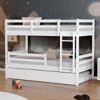 Treliche Infantil Eco Com Grade De Proteção Madeira Maciça Branco Mobilistore - 1