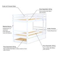 Treliche Infantil Eco Com Grade De Proteção Madeira Maciça Branco Mobilistore - 3