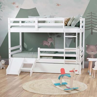 Treliche Solteiro Infantil Eco E Mini Escada/escorregador Madeira Maciça Branco Mobilistore