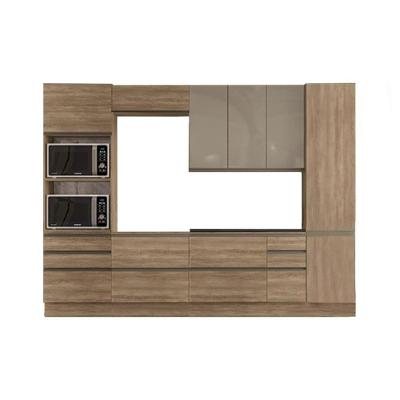 Cozinha Completa Maxxi 7 Peças (2 Armários + 2 Balcões + 2 Paneleiros + 1 Complemento) C7p09 Nogal