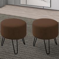 Kit 2 Puff Puf Para Sala Pes Metal Small Veludo Sl 942 Peer Sl 942 - 5