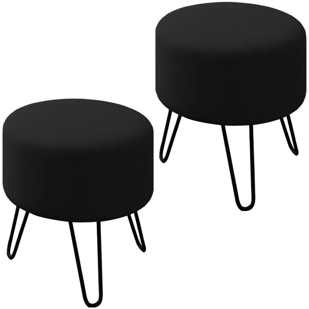 Kit 2 Puff Puf Para Sala Pes Metal Small Veludo Sl 944 Peer Sl 944 - 1
