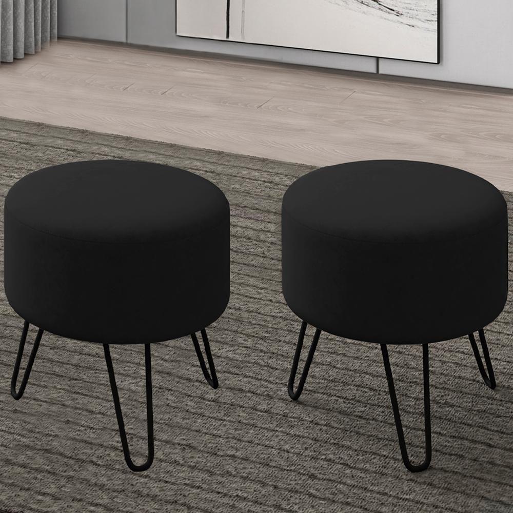 Kit 2 Puff Puf Para Sala Pes Metal Small Veludo Sl 944 Peer Sl 944 - 5