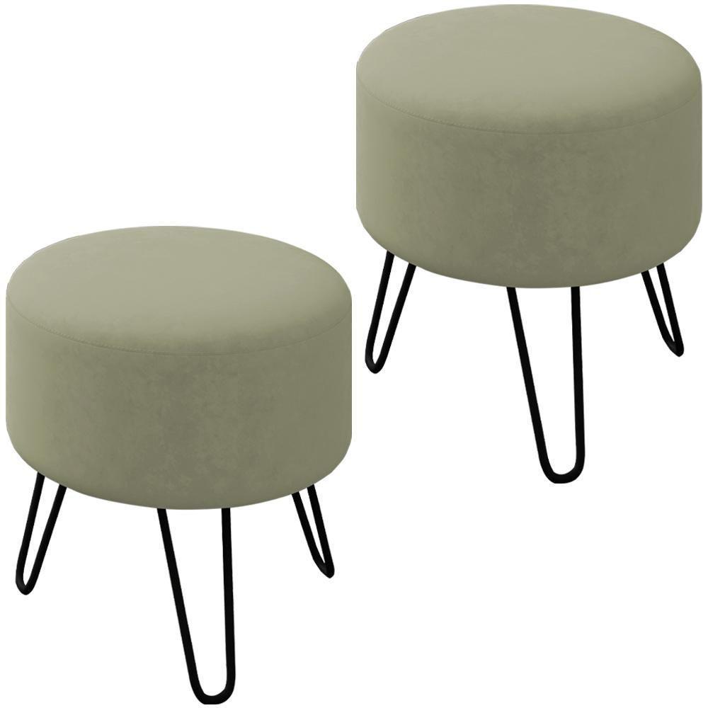 Kit 2 Puff Puf Para Sala Pes Metal Small Veludo Sl 940 Peer Sl 940 - 1