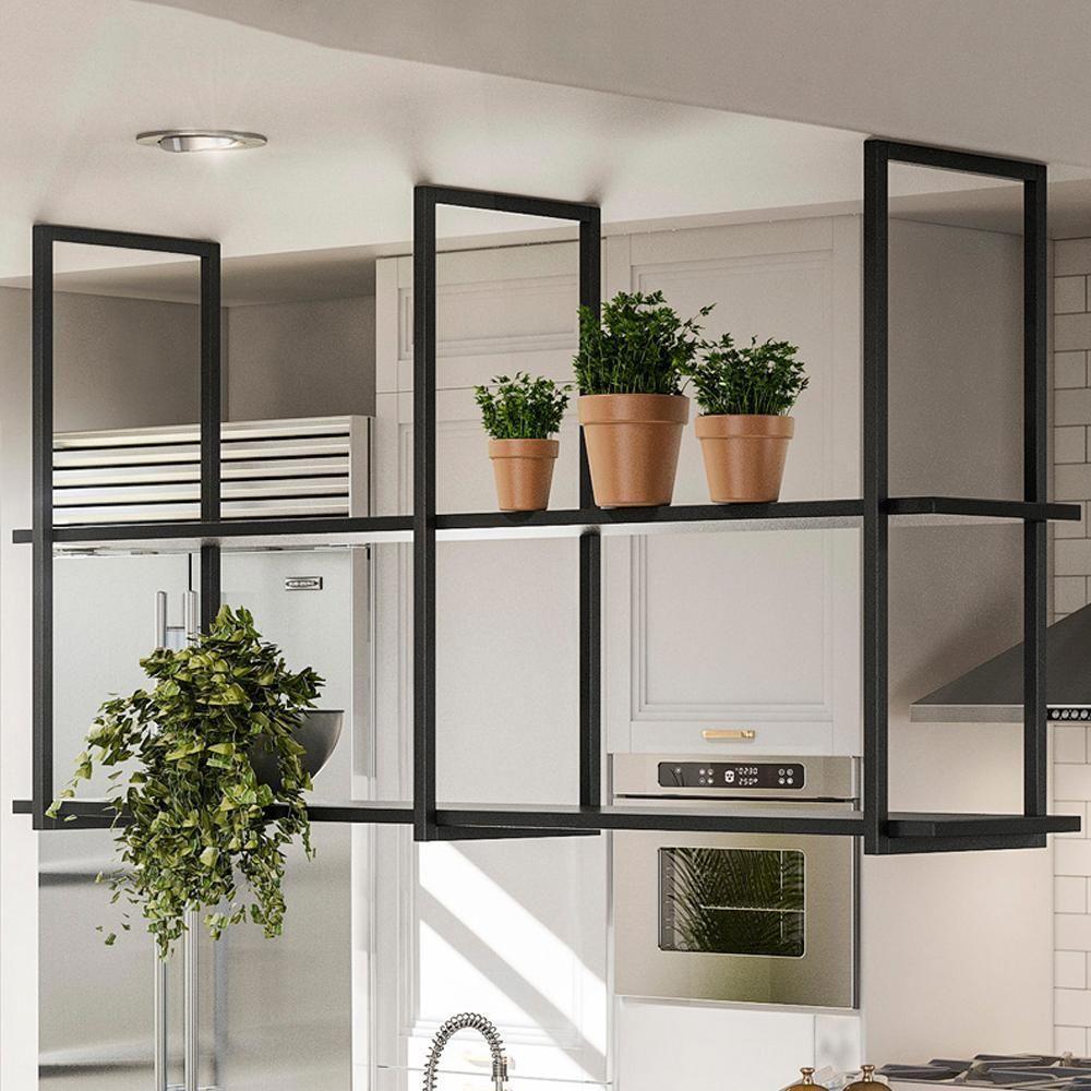 Prateleira Teto E Parede Estilo Industrial Aurum Preto Dhom Preto - 6
