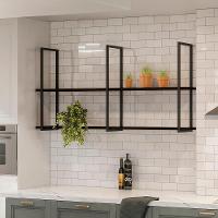 Prateleira Teto E Parede Estilo Industrial Aurum Preto Dhom Preto