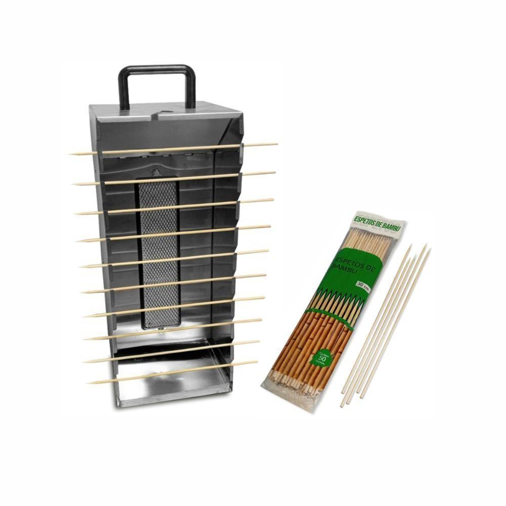 Kit - Churrasqueira 10 Espetinhos Churrasquito A Gás Pr-199 + 50 Espetinhos - Progás - 1