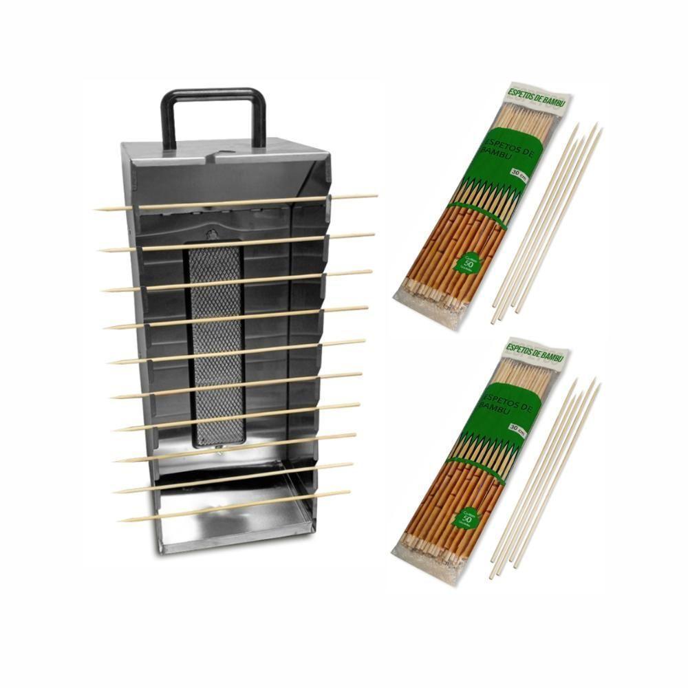 Kit - Churrasqueira 10 Espetinhos Churrasquito A Gás Pr-199 + 100 Espetinhos - Progás - 1