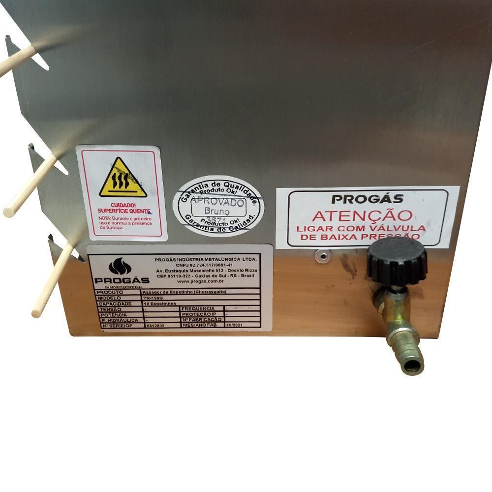 Kit - Churrasqueira 10 Espetinhos Churrasquito A Gás Pr-199 + 100 Espetinhos - Progás - 3