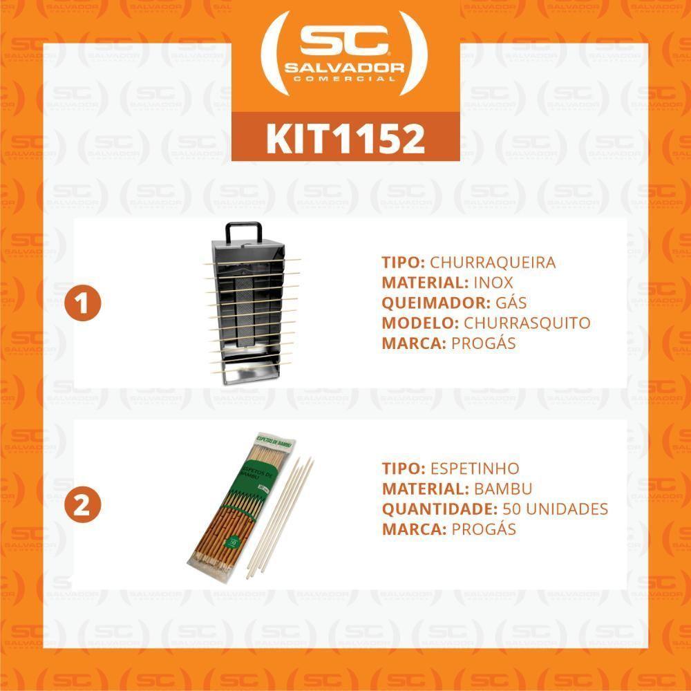 Kit - Churrasqueira 10 Espetinhos Churrasquito A Gás Pr-199 + 100 Espetinhos - Progás - 7