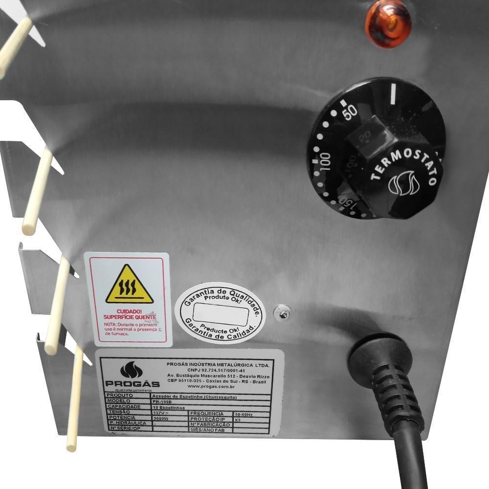 Kit - Churrasqueira 10 Espetinhos Churrasquito Elétrico Pr-199e 220v + 100 Espetinhos - Progás 220v - 7