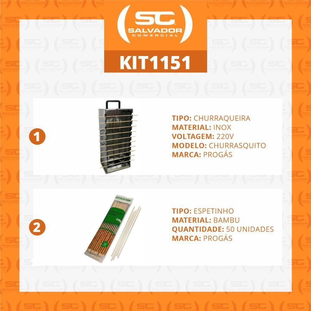 Kit - Churrasqueira 10 Espetinhos Churrasquito Elétrico Pr-199e 220v + 100 Espetinhos - Progás 220v - 9