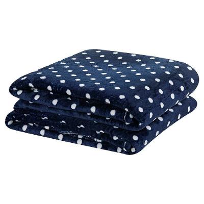 Cobertor Celine Casal Padrão Manta Flannel Mantinha Bolinhas - Azul Marinho
