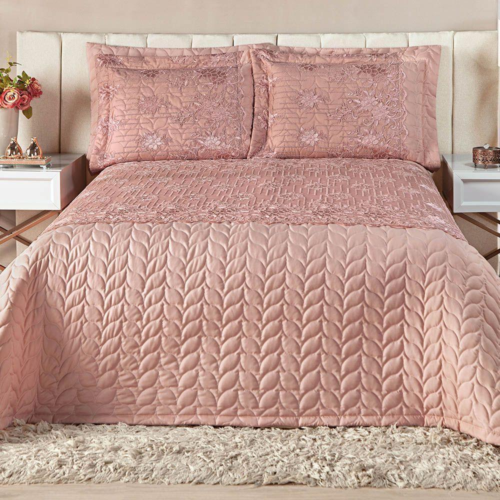 Kit Cobre Leito Toscano Micropercal Dupla Face King 05 Peças - Rosê - 1