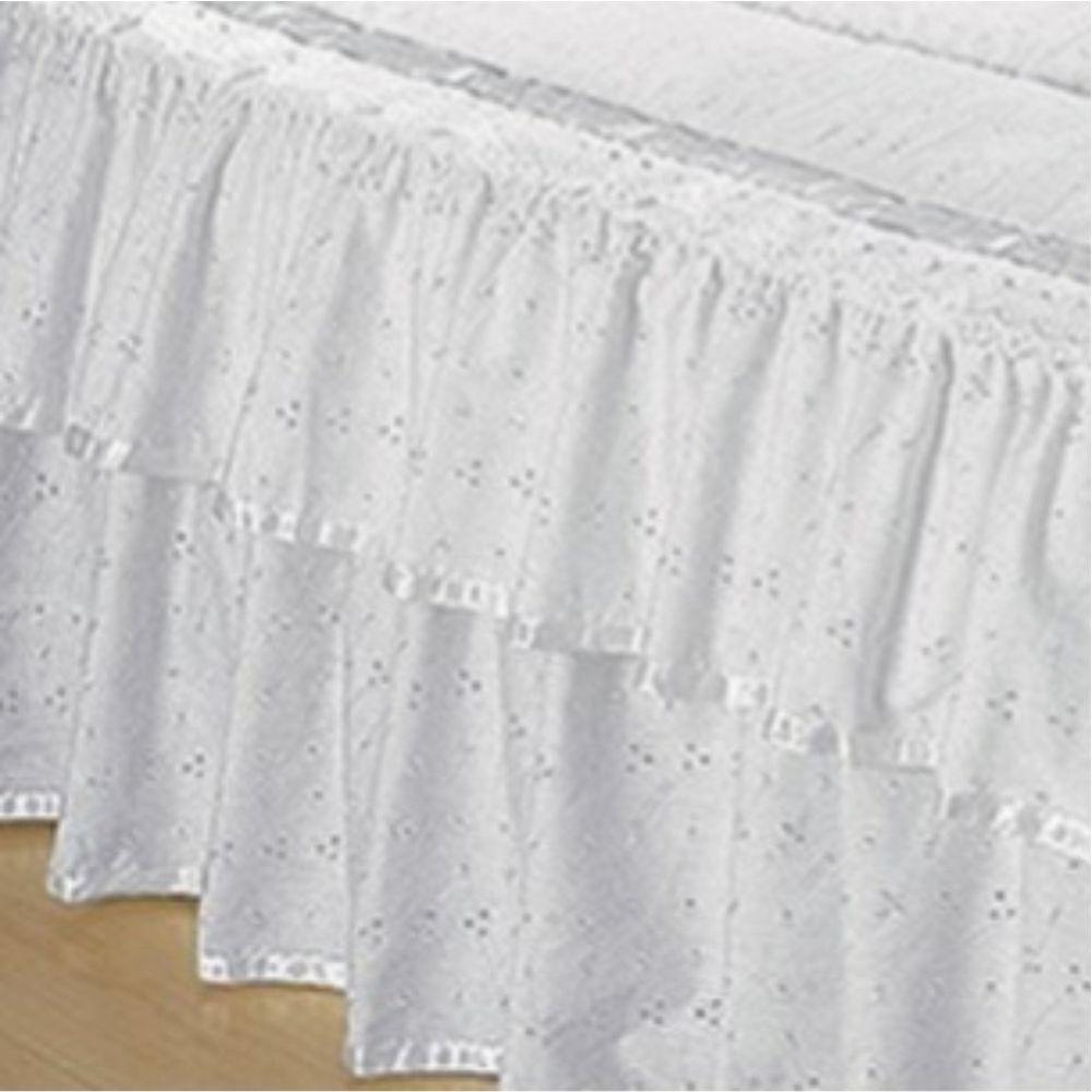 Colcha Lese Brilhante Casal Queen Com Babado Duplo 07 Peças - Branca - 3