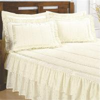 Colcha Lese Brilhante Casal Queen Com Babado Duplo 07 Peças - Palha - 1