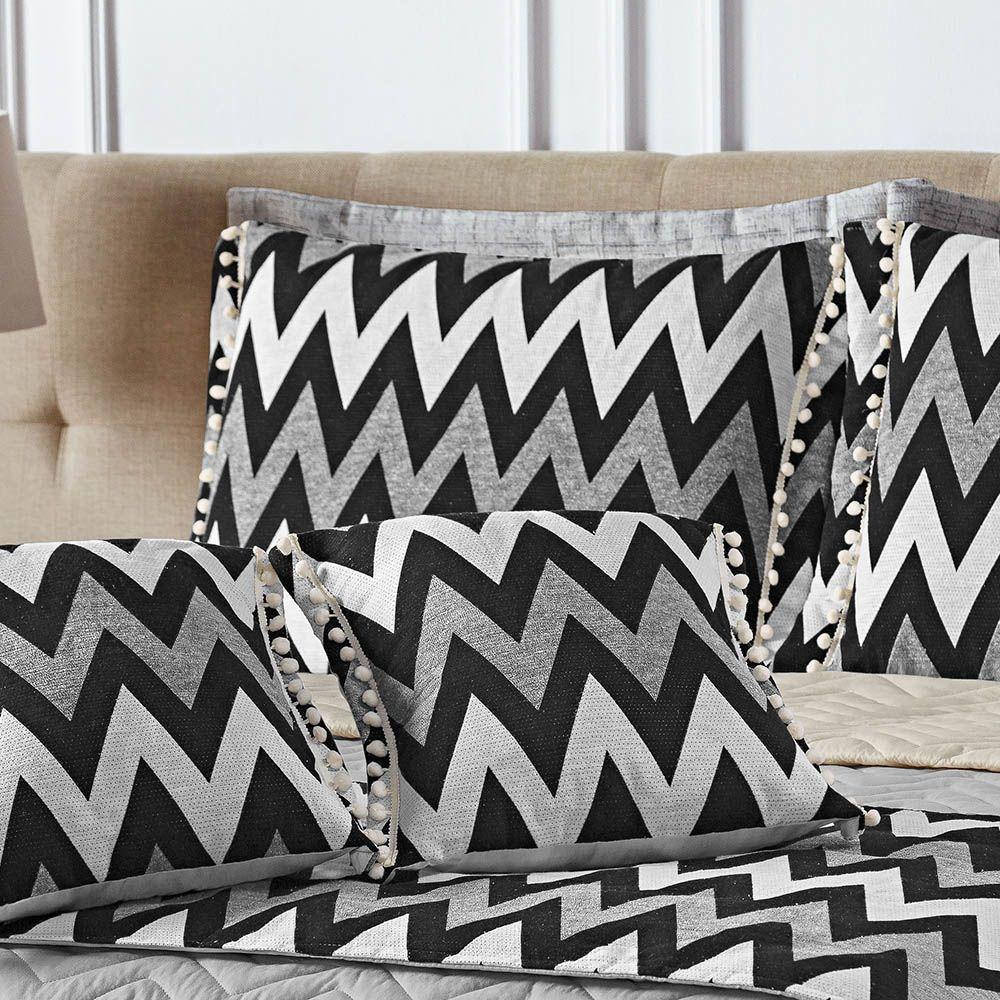 Kit Cobre Leito Florença Em Micropercal Dupla Face Queen 08 Peças - Cinza - 2