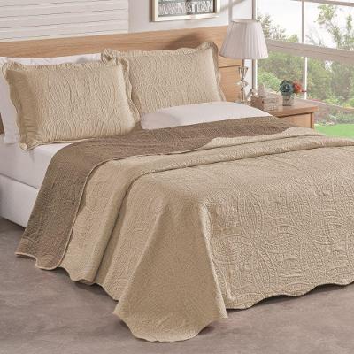Colcha King Bouti Dupla Face 03 Peças - Cáqui