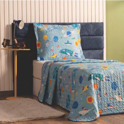 Colcha Quarto Menino Foguete Matelada - Azul