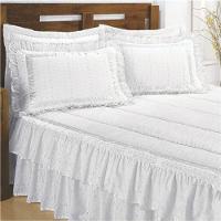 Colcha Casa Show Lese Casal Queen Com Babado Duplo 07 Peças - Branca - 1