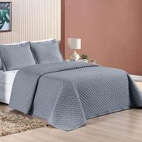 Cobre Leito Prático Queen Dupla Face 3 Peças - Cinza - 1