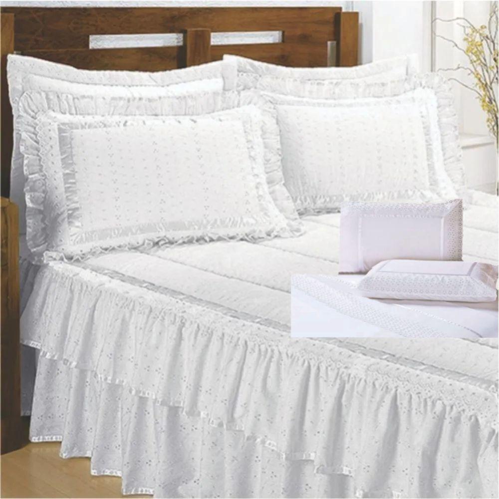 Kit Colcha Lese Noiva Casal Queen Com Jogo Lençol 11 Peças - Branca - 1