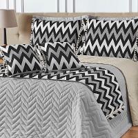 Kit Cobre Leito Florença Em Micropercal Dupla Face King 08 Peças - Cinza - 1