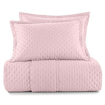 Kit Colcha Cobre Leito Ultrassônico Com Porta Travesseiro Tapetes Júnior Colcha Rosa - Casal