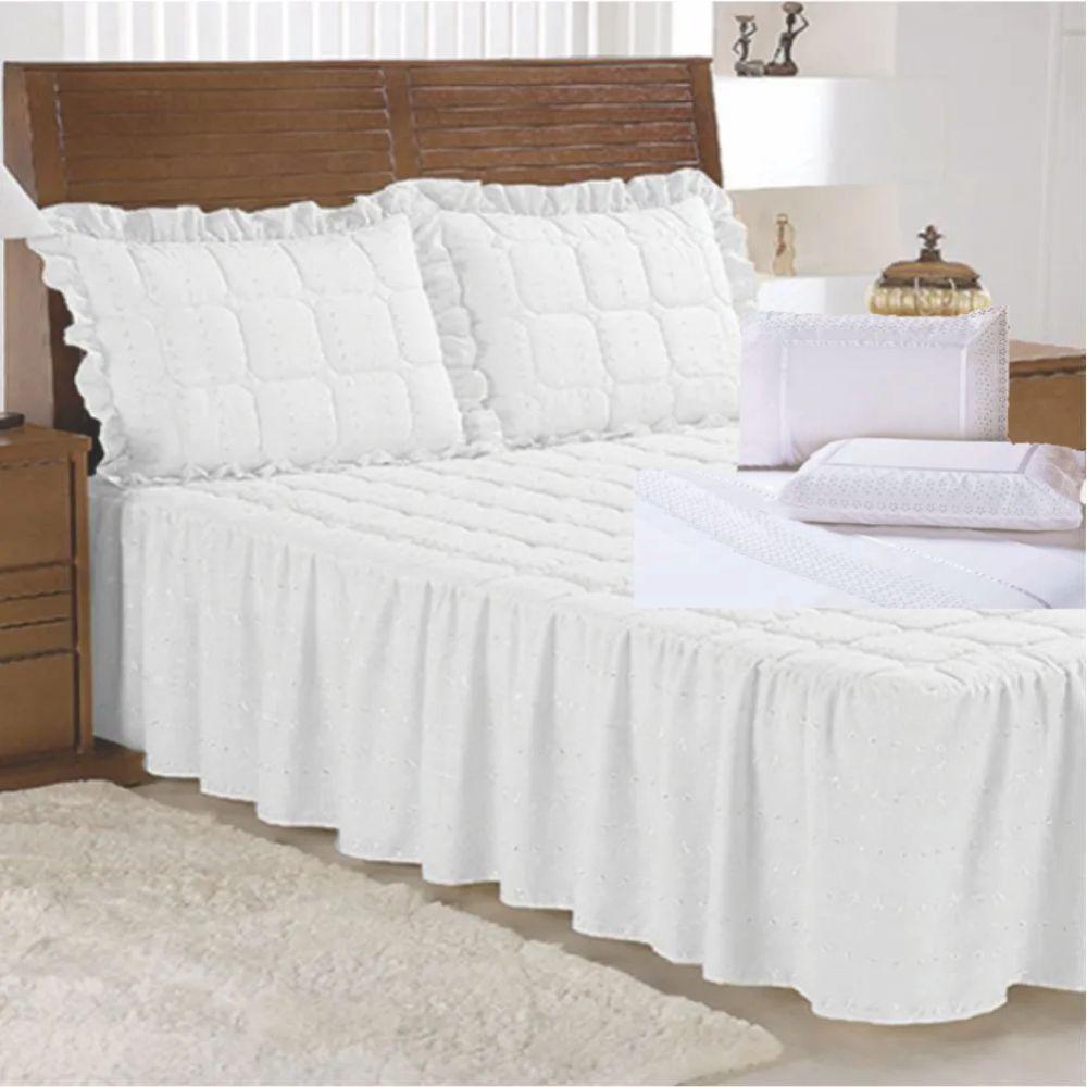 Kit Colcha Lese Noiva Casal Padrão Com Jogo Lençol 9 Peças Presente Casamento - 1