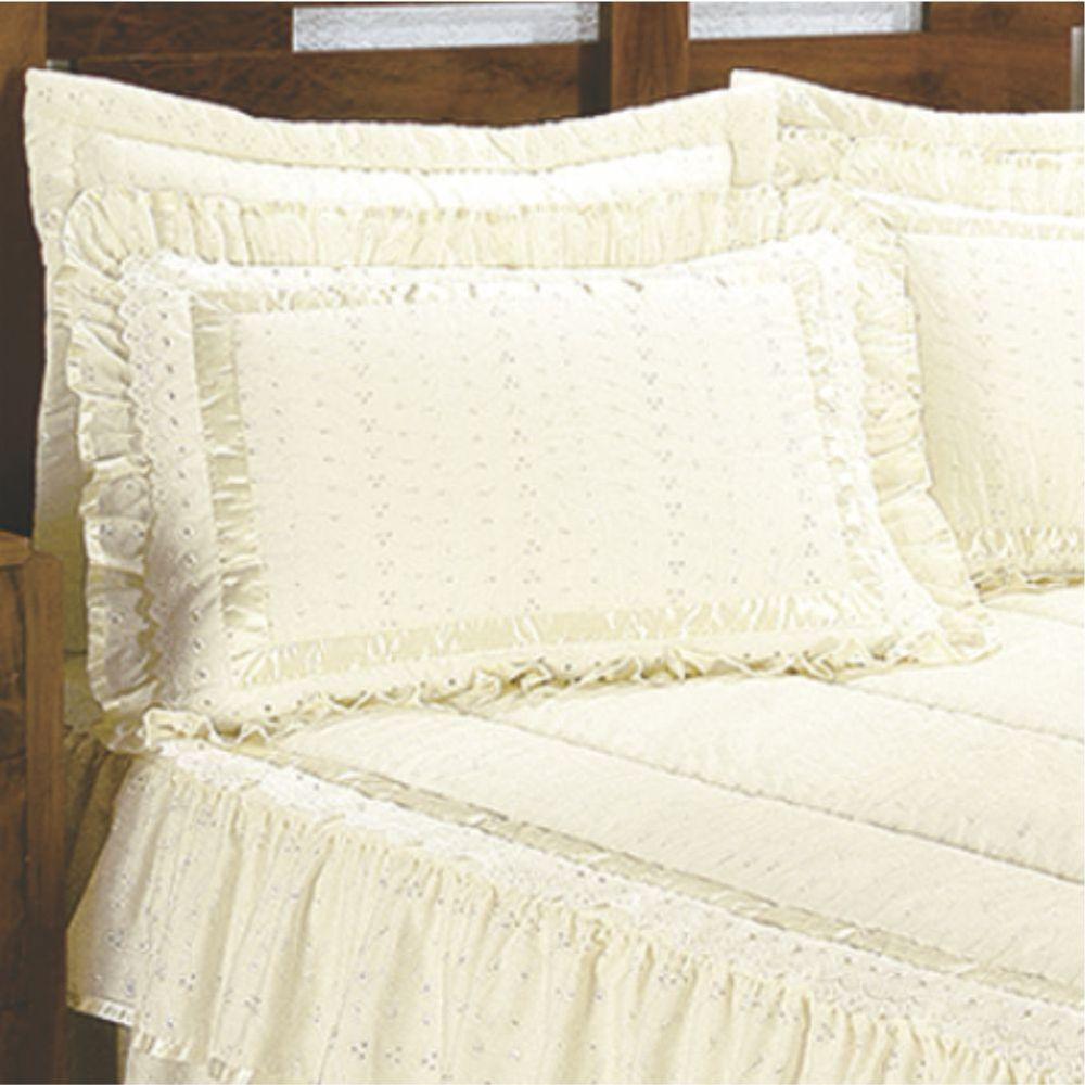Colcha Sedução Lese Casal Queen Com Babado Duplo 07 Peças - Palha - 3