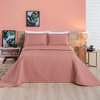 Kit Cobre Leito Colcha Vênus Casal Dupla Face Micropercal 200 Fios Liso 3 Peças - Rosê - 1