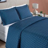 Cobre Leito Prático Queen Dupla Face 3 Peças - Marinho - 3