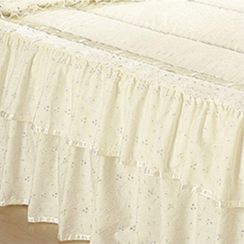 Colcha Lese Casal Queen Com Babado Duplo 07 Peças - Palha 100% Brasileira - 2