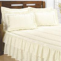 Colcha Lese Casal Queen Com Babado Duplo 07 Peças - Palha 100% Brasileira - 1