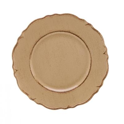 Sousplat De Café Patinado Bege Moon 25 Cm - Lyor