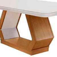 Mesa Sala De Jantar Lara 180cm Em Mdf E Vidro Com Canto Copo Off White/ Imbuia/ Serig. Off - 3