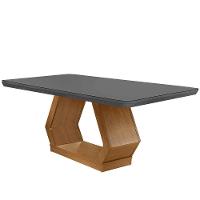 Mesa Sala De Jantar Lara 180cm Em Mdf E Vidro Com Canto Copo Grafite/ Imbuia/ Serig. Grafite - 1