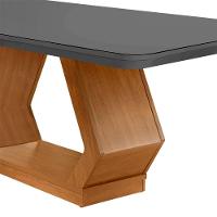 Mesa Sala De Jantar Lara 180cm Em Mdf E Vidro Com Canto Copo Grafite/ Imbuia/ Serig. Grafite - 2