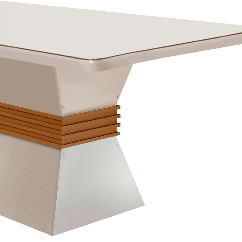 Mesa Sala De Jantar Lucy 120cm Em Mdf E Vidro Com Canto Copo Off White/ Imbuia/ Serig. Off - 3