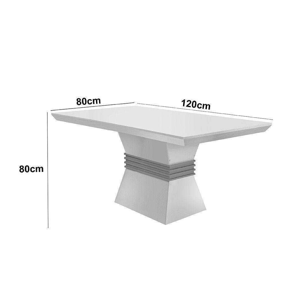 Mesa Sala De Jantar Lucy 120cm Em Mdf E Vidro Com Canto Copo Off White/ Imbuia/ Serig. Off - 4