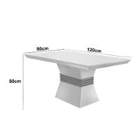 Mesa Sala De Jantar Lucy 120cm Em Mdf E Vidro Com Canto Copo Off White/ Imbuia/ Serig. Off