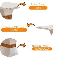 Mesa Sala De Jantar Lucy 120cm Em Mdf E Vidro Com Canto Copo Off White/ Imbuia/ Serig. Off - 5