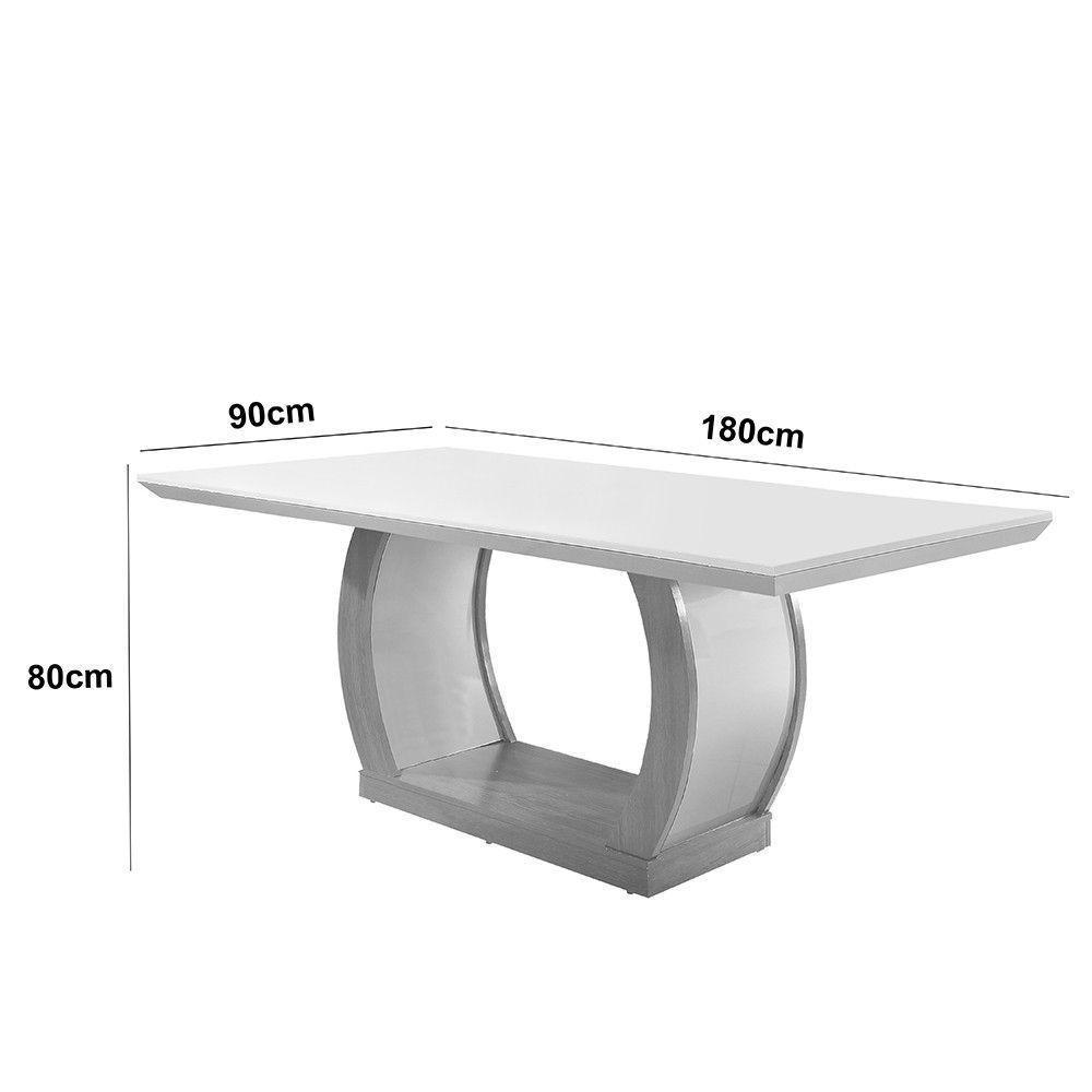 Mesa Para Sala De Jantar 180cm Em Mdf E Vidro Com Canto Copo Off White/ Imbuia/ Off/ Serig. Off - 3