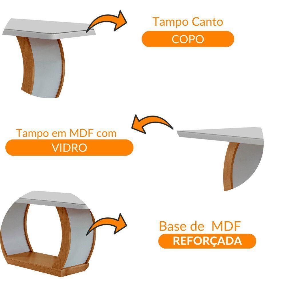 Mesa Para Sala De Jantar 180cm Em Mdf E Vidro Com Canto Copo Off White/ Imbuia/ Off/ Serig. Off - 4