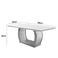 Mesa Para Sala De Jantar 180cm Em Mdf E Vidro Com Canto Copo Off White/ Imbuia/ Off/ Serig. Off - 3