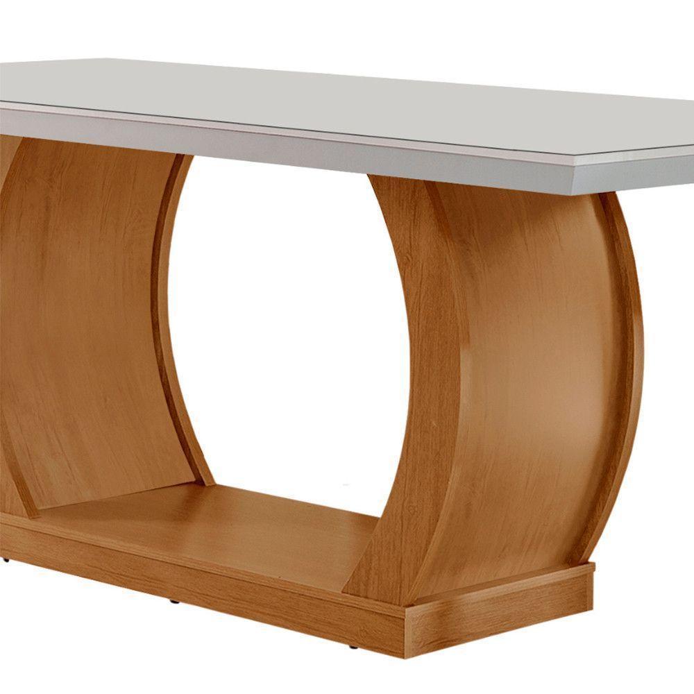 Mesa Para Sala De Jantar 180cm Milena Em Mdf E Vidro Off White/ Imbuia/ Serig. Off - 5