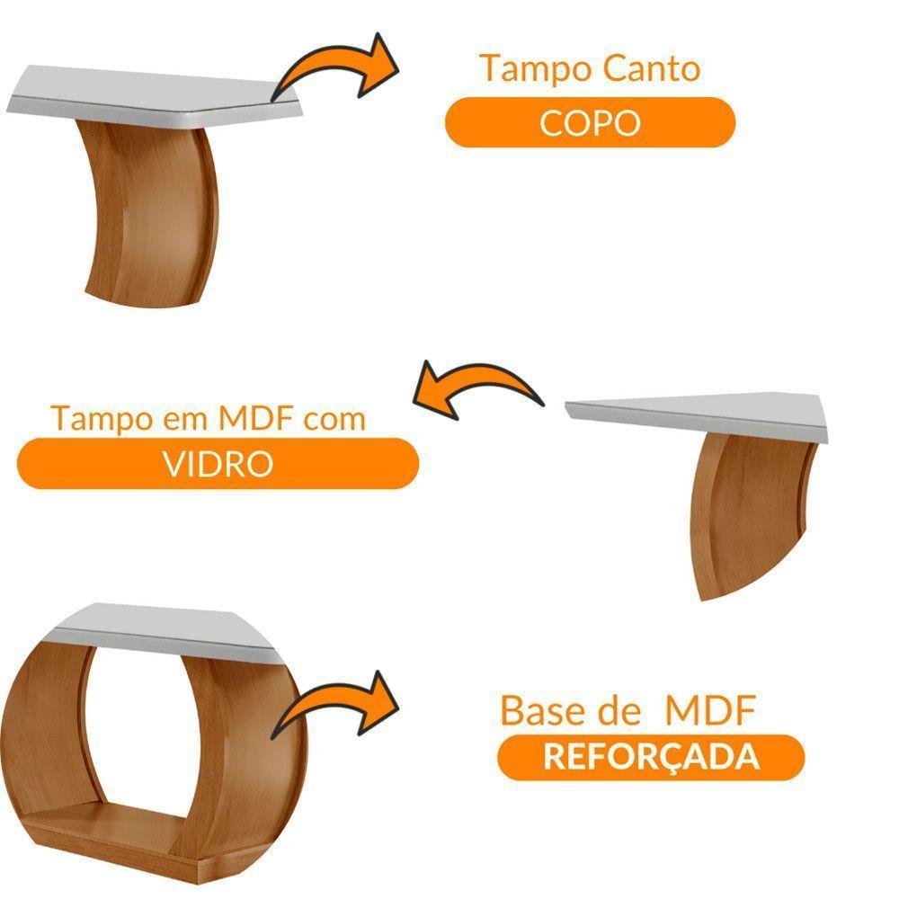 Mesa Para Sala De Jantar Milena 180cm Em Mdf E Vidro Com Canto Copo Off White/ Imbuia/ Serig. Off - 3