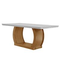 Mesa Para Sala De Jantar Milena 180cm Em Mdf E Vidro Com Canto Copo Off White/ Imbuia/ Serig. Off - 1